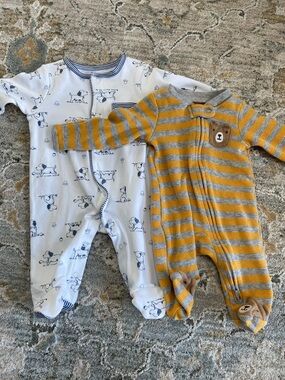 Dog and Bear Footed One-Piece Set of 2